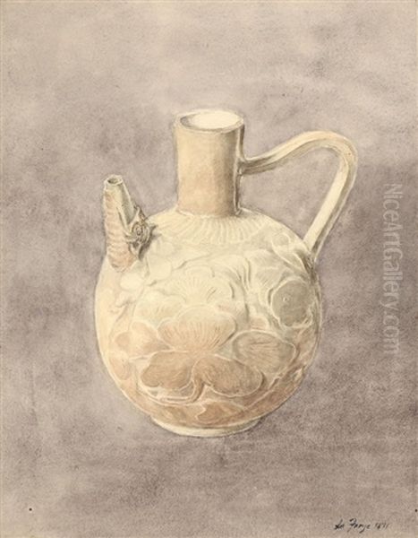 Japanese Ceramic Vessel Oil Painting by John La Farge