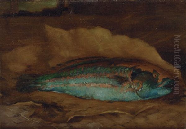 Parrot Fish Oil Painting by John La Farge