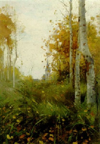 October Gold Oil Painting by John La Farge