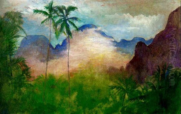 Uponohu, End Of Cook's Bay, Island Of Morea, Sunset Oil Painting by John La Farge