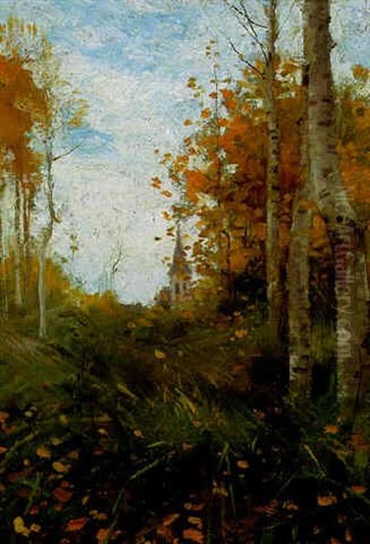 October Gold Oil Painting by John La Farge