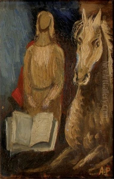 Personnage Et Cheval Oil Painting by Amedee Marie Dominique Dubois de La Patelliere