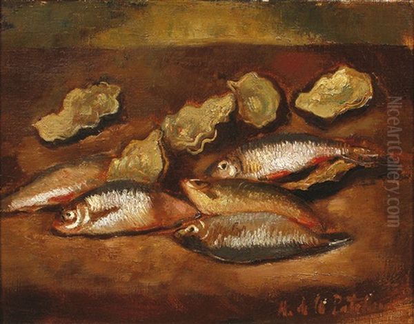 Nature Morte Aux Poissons Oil Painting by Amedee Marie Dominique Dubois de La Patelliere