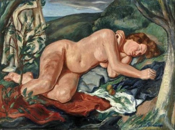 Femme Nue Dormant Sous Un Arbre Oil Painting by Amedee Marie Dominique Dubois de La Patelliere