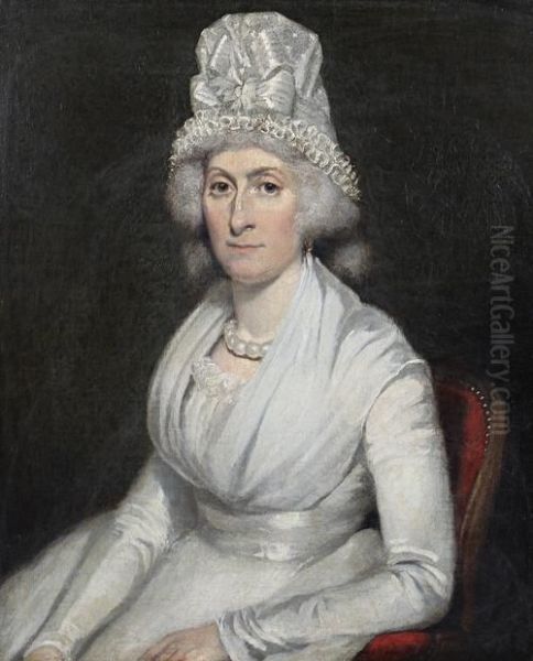 Portrait Of A Seated Woman In White Oil Painting by Sir William Beechey