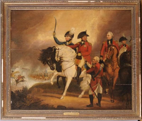 George Iii Reviewing The 3rd Or Prince Of Wales's Dragoon Guards Oil Painting by Sir William Beechey