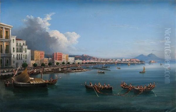 Pecheurs Dans Le Golfe De Naples Oil Painting by Gioacchino La Pira