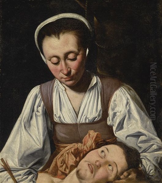 Saint Irene Cradling The Head Of Saint Sebastian Oil Painting by Paul La Tarte