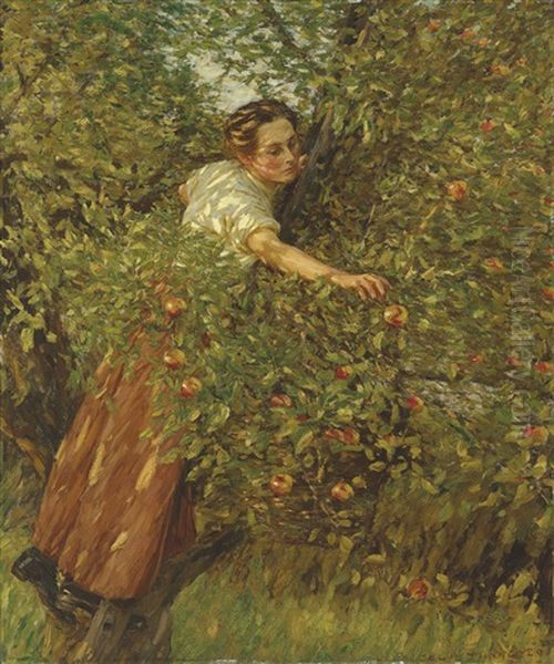 Sussex Apples Oil Painting by Henry Herbert La Thangue