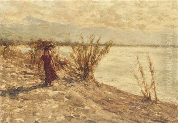 Windswept Walk, Carrara Mountains, Italy Oil Painting by Henry Herbert La Thangue