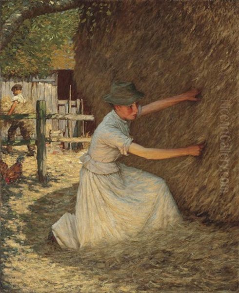 Tucking The Rick Oil Painting by Henry Herbert La Thangue