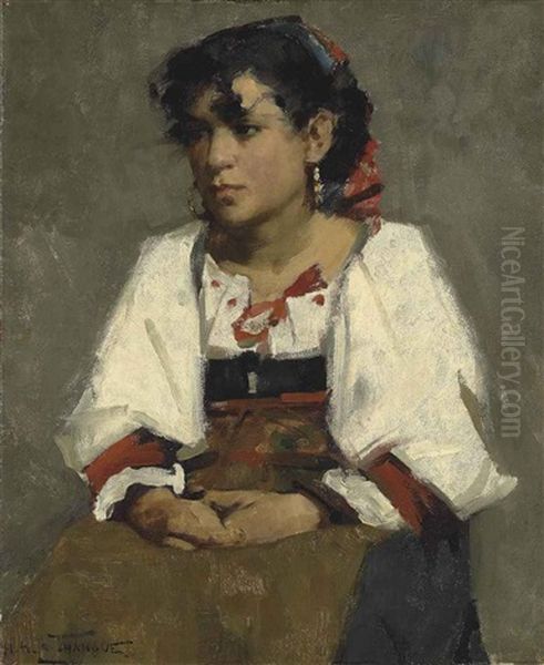 Italian Peasant Girl Oil Painting by Henry Herbert La Thangue