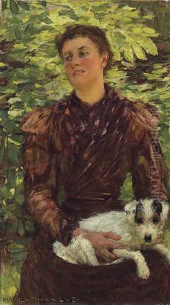 Girl With A Puppy by Henry Herbert La Thangue