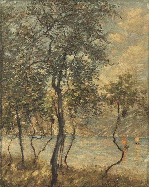 A Brescian Lake; Limone, Lake Garda Oil Painting by Henry Herbert La Thangue