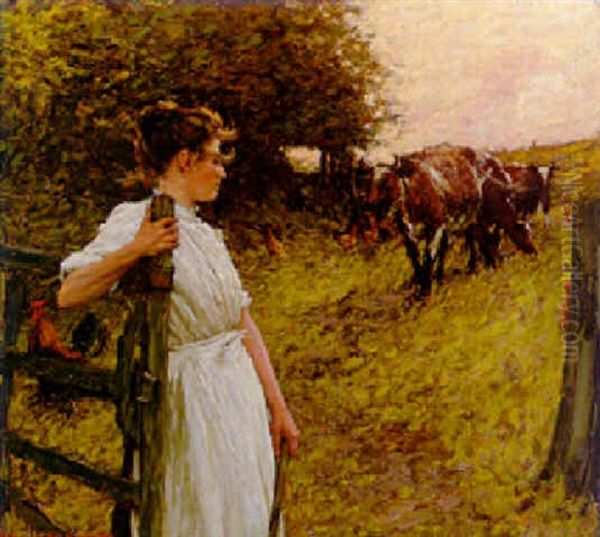 Back From The Common, Heyshott, Sussex Oil Painting by Henry Herbert La Thangue