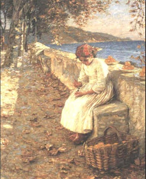 Selling Oranges In Liguria Oil Painting by Henry Herbert La Thangue