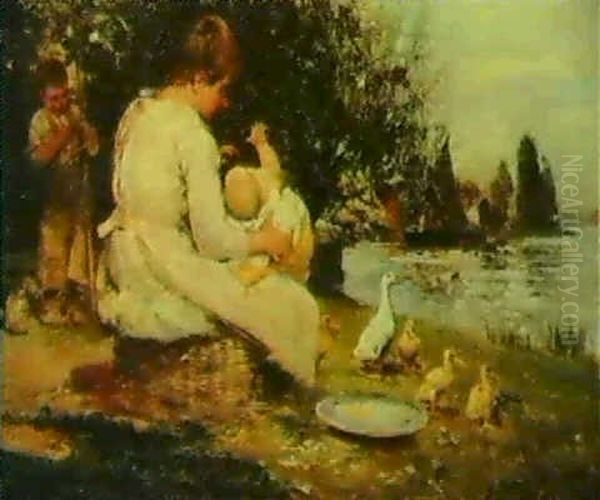 By The Riverbank Oil Painting by Henry Herbert La Thangue