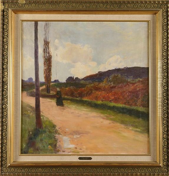 Paysanne Au Chemin Tournant Oil Painting by Gaston La Touche