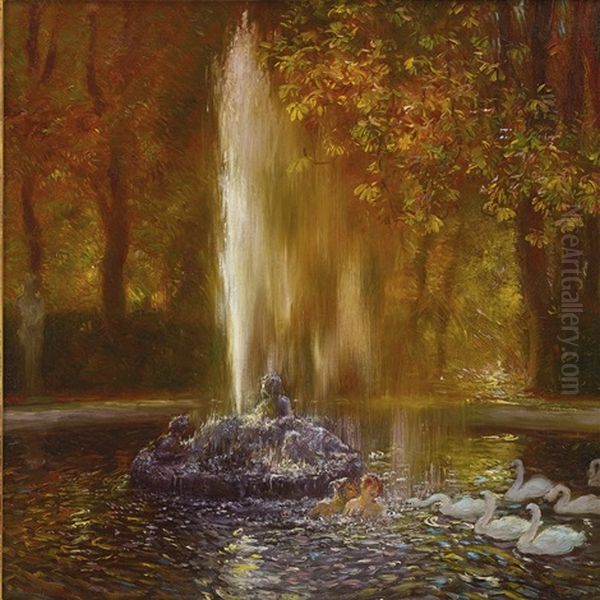 Le Jet D'eau De Versailles Oil Painting by Gaston La Touche