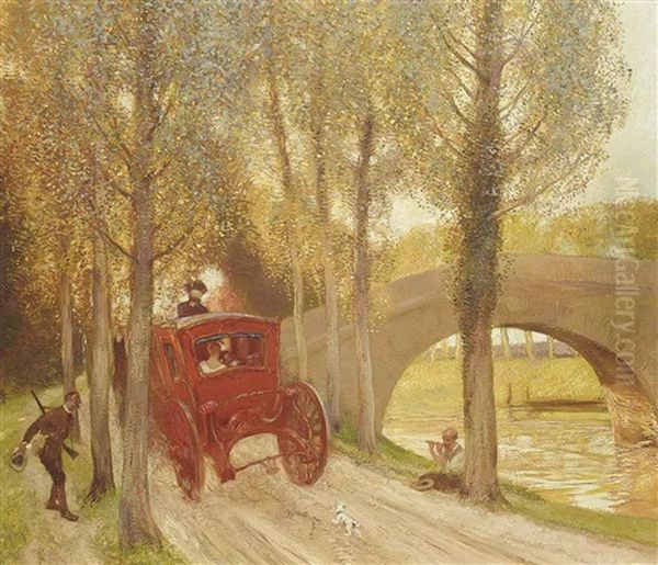 Le Carrosse Rouge Oil Painting by Gaston La Touche