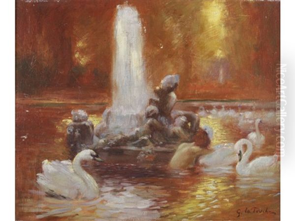 Le Lac Des Cygnes Oil Painting by Gaston La Touche