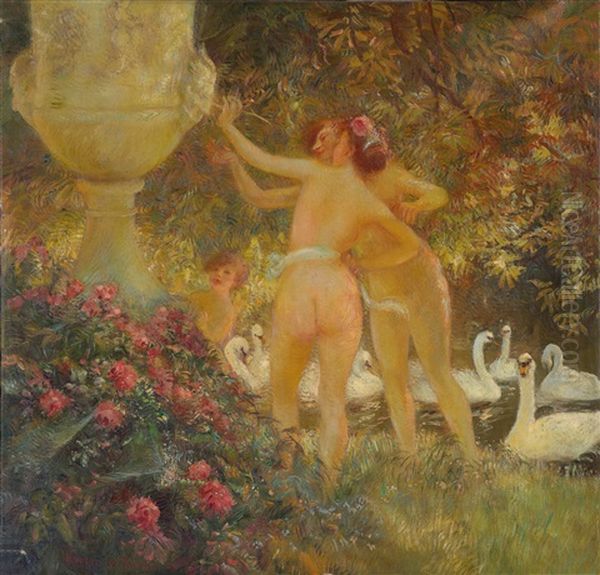 Die Drei Grazien Oil Painting by Gaston La Touche