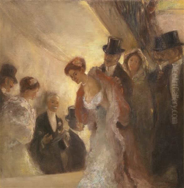 A L'opera Oil Painting by Gaston La Touche