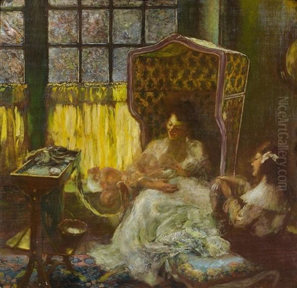 Maternite Oil Painting by Gaston La Touche