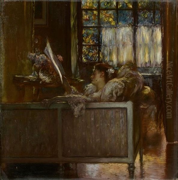 Le Canape Oil Painting by Gaston La Touche