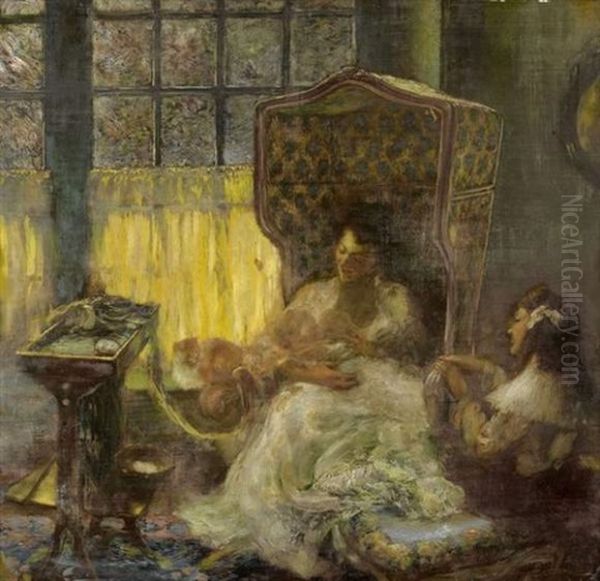 Maternite Oil Painting by Gaston La Touche