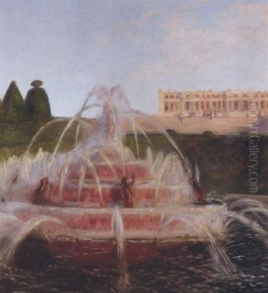 Les Grands Eaux A Versailles Oil Painting by Gaston La Touche