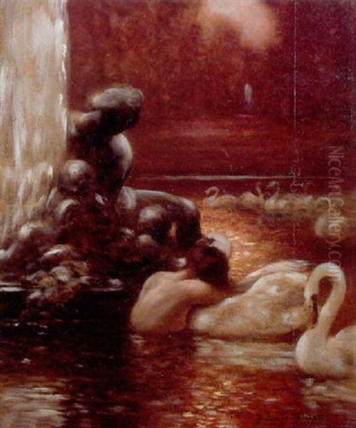 La Fontaine Oil Painting by Gaston La Touche