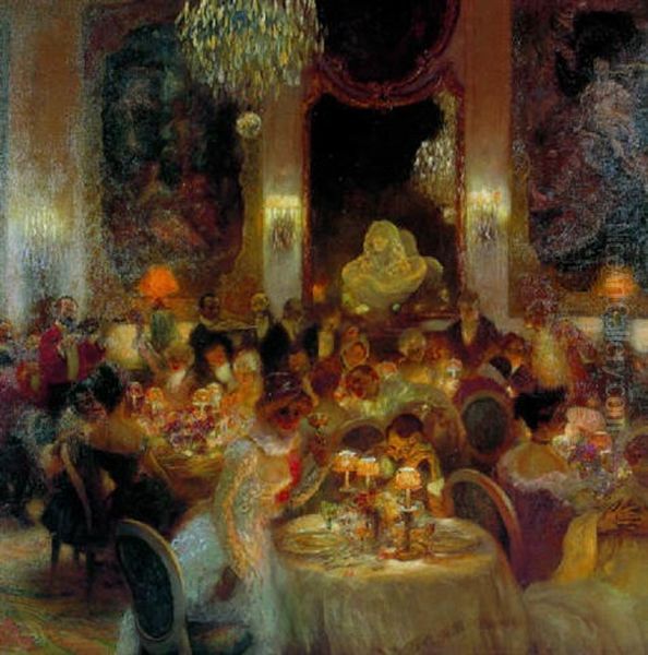 Le Souper Apres Le Bal Oil Painting by Gaston La Touche