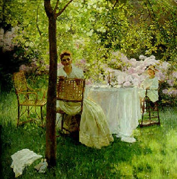 Les Pivoines Oil Painting by Gaston La Touche