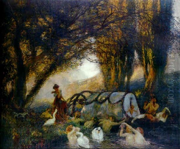 Entracte Dans Un Theatre Oil Painting by Gaston La Touche