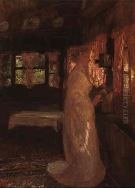 Le Telephone Oil Painting by Gaston La Touche