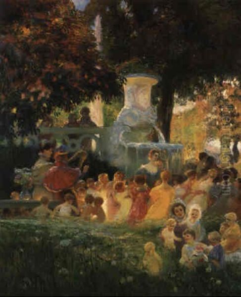 La Ronde Des Enfants Oil Painting by Gaston La Touche