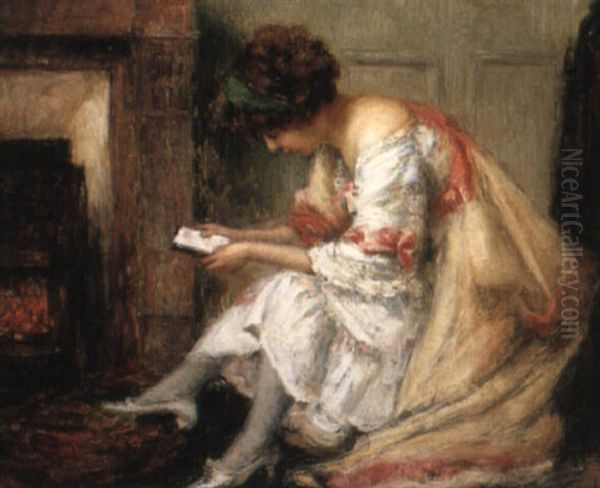 A Lady Reading Oil Painting by Gaston La Touche