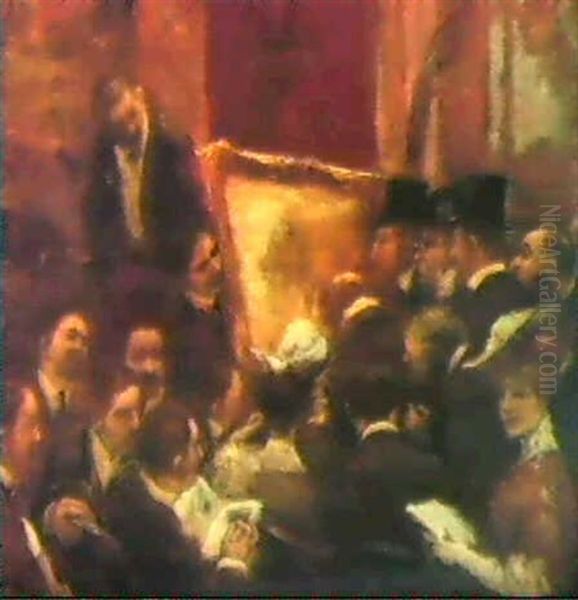 Une Vente Oil Painting by Gaston La Touche