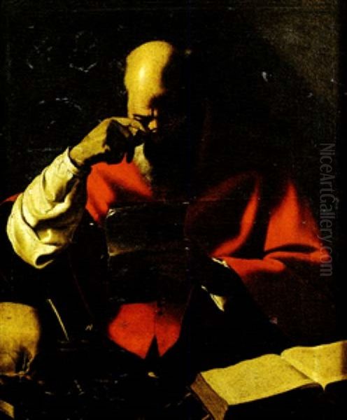 Saint Jerome A L'encrier Oil Painting by Georges de La Tour