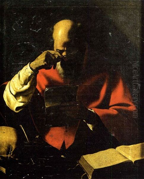 Saint Jerome Lisant Une Lettre Oil Painting by Georges de La Tour