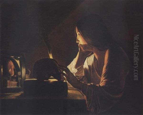 The Repentant Magdalen Oil Painting by Georges de La Tour