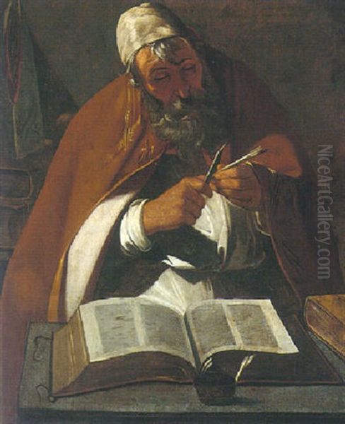 Saint Ambrose Oil Painting by Georges de La Tour