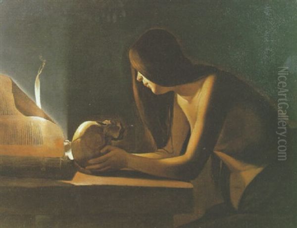 La Madeleine Penitente (la Madeleine Au Livre) Oil Painting by Georges de La Tour