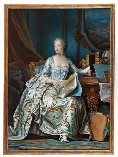 Jeanne Poisson, Madame De Pompadour Oil Painting by Maurice Quentin de La Tour