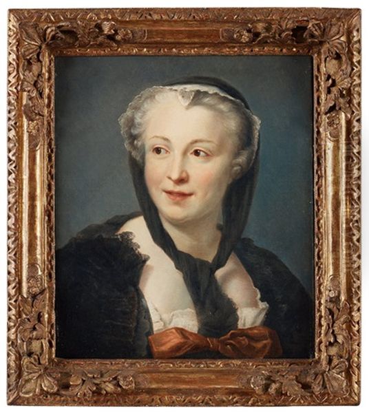 Madame De Graffigny Oil Painting by Maurice Quentin de La Tour