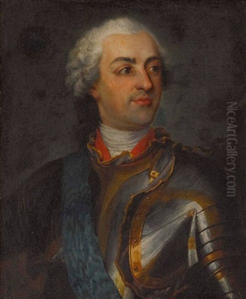 Louis Xv Oil Painting by Maurice Quentin de La Tour