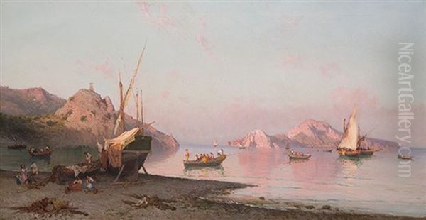 Bay Of Naples Oil Painting by Alessandro la Volpe