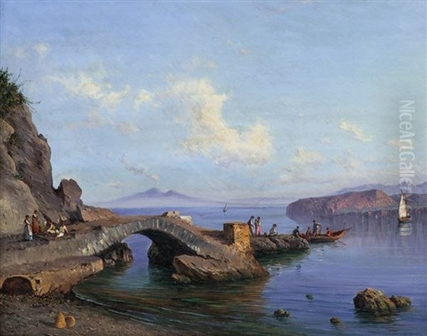 Paesaggio Di Sorrento Con Pescatori by Alessandro la Volpe