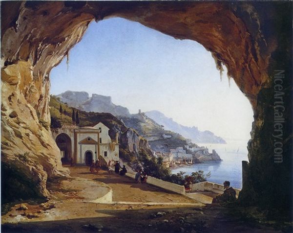 La Grotta Dei Cappuccini Ad Amalfi Oil Painting by Alessandro la Volpe